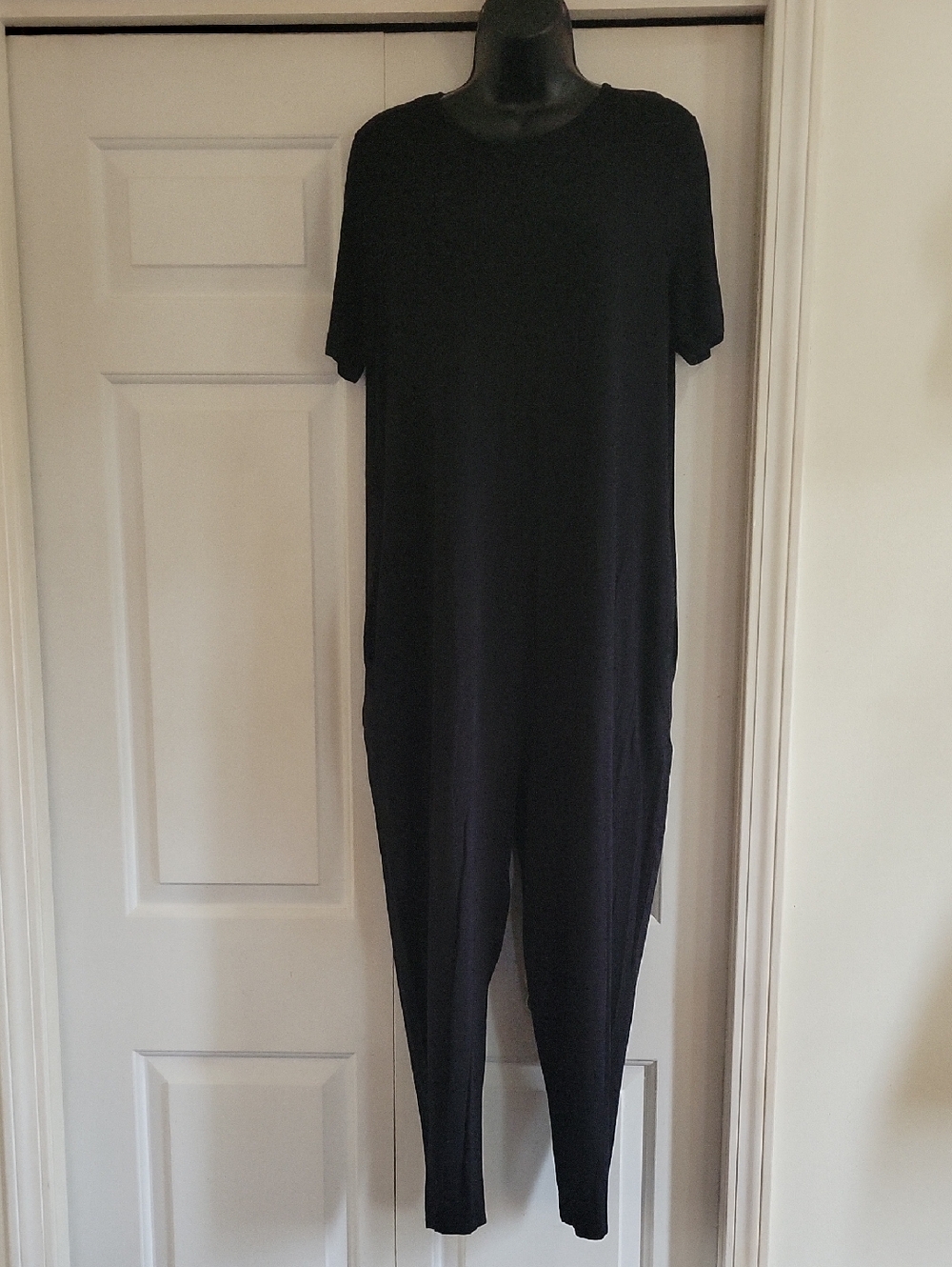Quince Black Maternity  Buttery Soft Short-Sleeve Jumpsuit With Zipper, Pockets